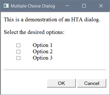 fig. Selection dialog via HTA